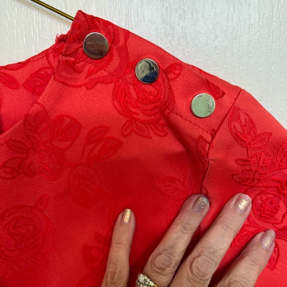 Daphnea Women’s Orange Floral 100% Polyester Top with Ribbon Back Detailing Sz S - Picture 4 of 9